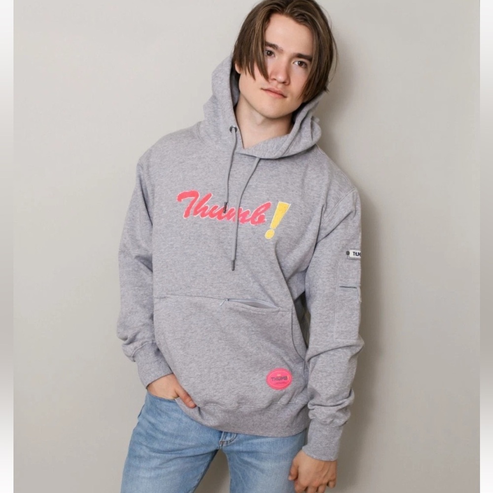 NWT Thumb United Chenille Pullover Mens Unisex  sizing hoodie Size Large - Grey
